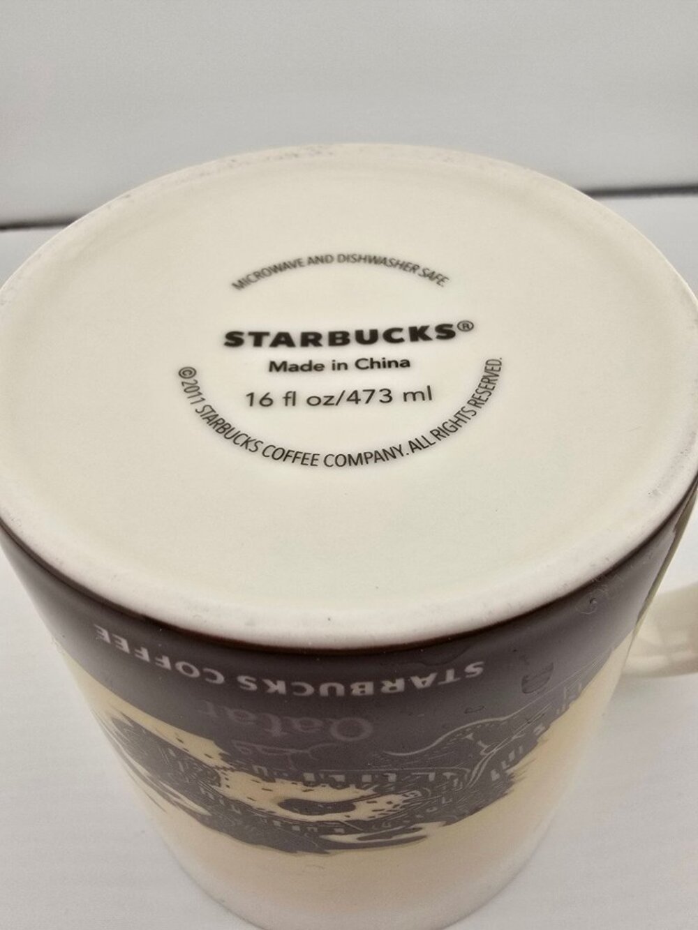 RARE 2011 Starbucks Qatar Coffee Mug Global Icon Series Beige 16 oz Collectible - Picture 13 of 16
